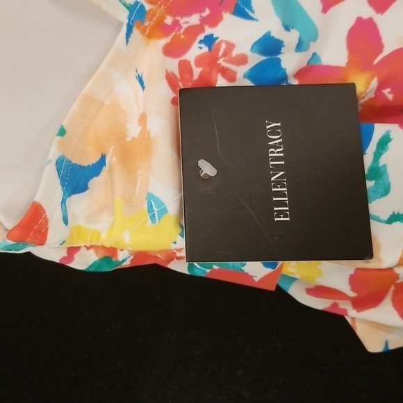 💕ELLEN TRACY💕 One Piece Ruffle Swimsuit ~ Abstract Floral Print 8 NWT - Picture 8 of 12